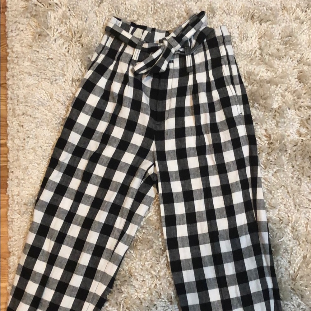 Madewell gingham paper bag pants